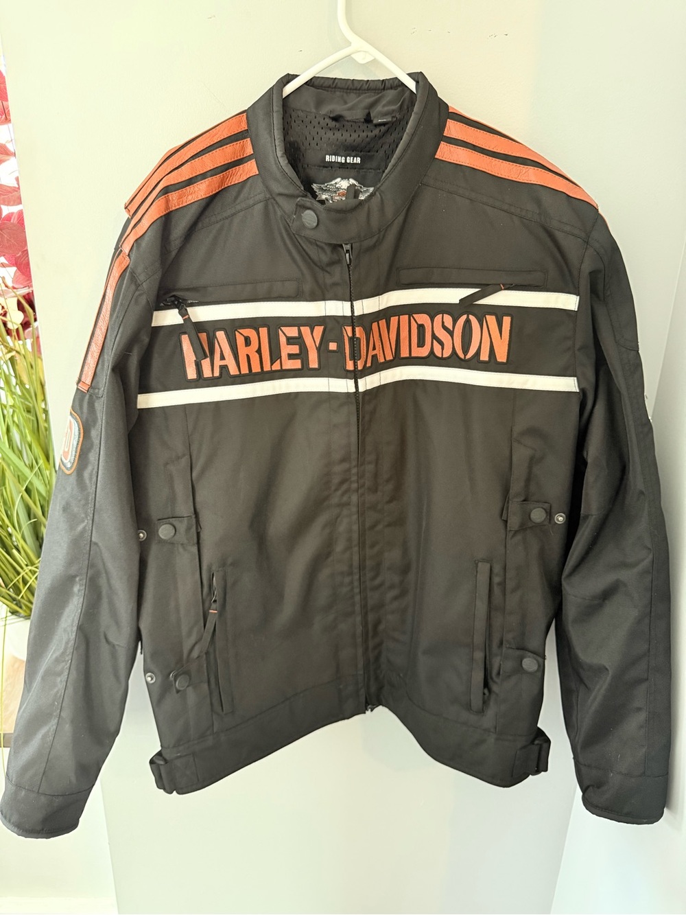 Harley-Davidson Black Jacket with Orange Accents